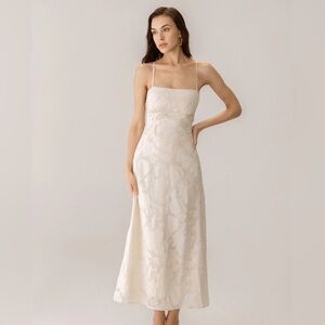 RIHOAS Apricot Jacquard Corset Slip Maxi Dress Sz XS, L. NWT